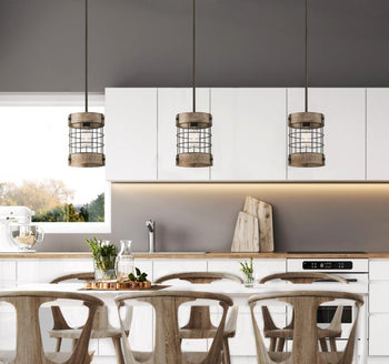 Langston One-Light Indoor Pendant, Oil-Rubbed Bronze Finish with Vintage Pine Accents