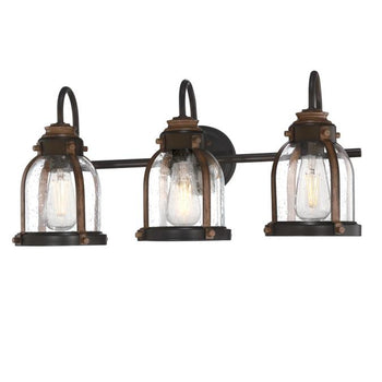 Cindy Three-Light Indoor Wall Fixture, Oil-Rubbed Bronze Finish with Barnwood Accents