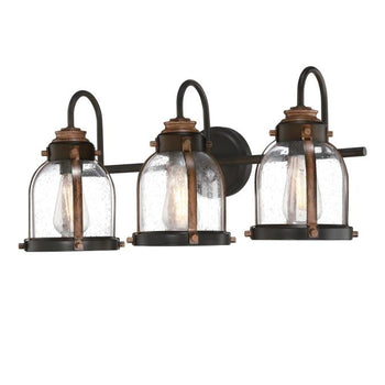 Cindy Three-Light Indoor Wall Fixture, Oil-Rubbed Bronze Finish with Barnwood Accents