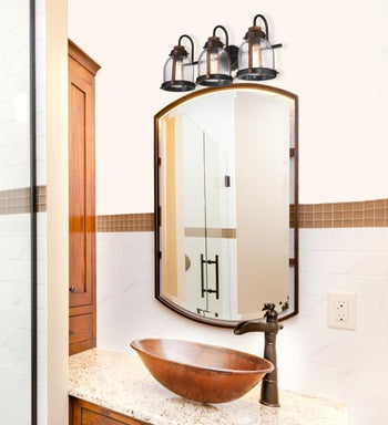 Cindy Three-Light Indoor Wall Fixture, Oil-Rubbed Bronze Finish with Barnwood Accents