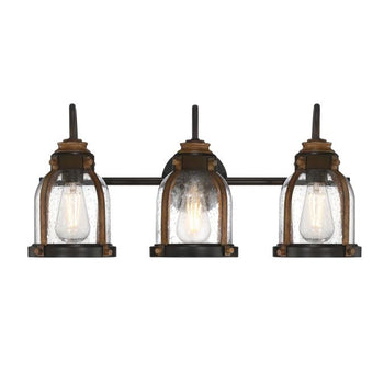 Cindy Three-Light Indoor Wall Fixture, Oil-Rubbed Bronze Finish with Barnwood Accents