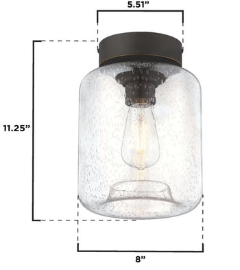 Judd 8-Inch One-Light Semi-Flush Mount Ceiling Fixture, Oil-Rubbed Bronze Finish with Highlights