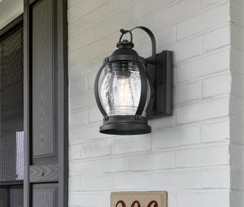 Canyon One-Light Outdoor Wall Fixture with Dusk-To-Dawn Sensor, Textured Black Finish