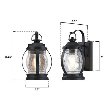 Canyon One-Light Outdoor Wall Fixture with Dusk-To-Dawn Sensor, Textured Black Finish