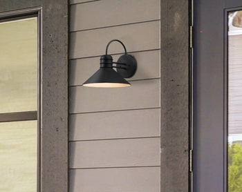 Watts Creek One-Light Outdoor Wall Fixture with Dusk-to-Dawn Sensor, Textured Black Finish