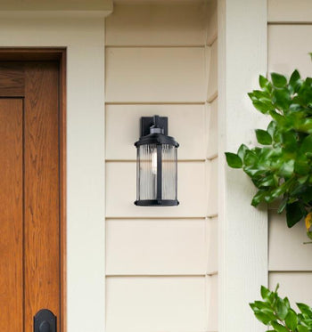 Armin One-Light Outdoor Wall Fixture with Motion Sensor, Textured Black Finish