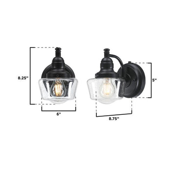 Eddystone One-Light Outdoor Wall Fixture with Dusk-To-Dawn Sensor, Matte Black Finish
