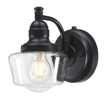 Eddystone One-Light Outdoor Wall Fixture with Dusk-To-Dawn Sensor, Matte Black Finish