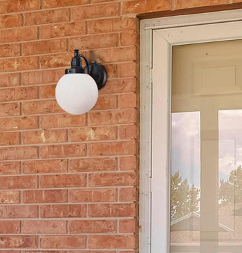 Eddystone One-Light Outdoor Wall Fixture with Dusk-To-Dawn Sensor, Matte Black Finish