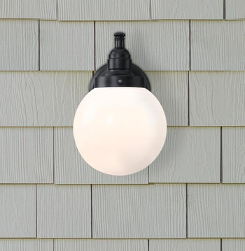 Eddystone One-Light Outdoor Wall Fixture with Dusk-To-Dawn Sensor, Matte Black Finish
