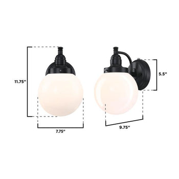 Eddystone One-Light Outdoor Wall Fixture with Dusk-To-Dawn Sensor, Matte Black Finish
