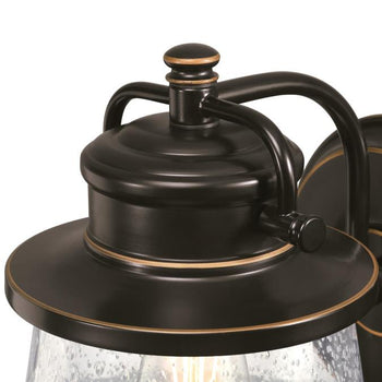 Emma Jane One-Light Outdoor Wall Fixture with Dusk-To-Dawn Sensor, Amber Bronze Finish