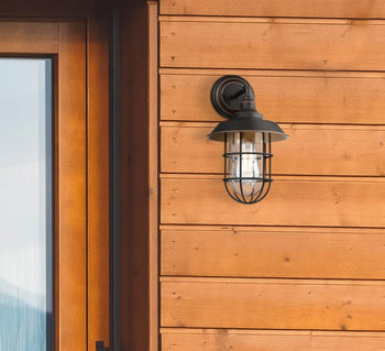 Iron Hill One-Light Outdoor Wall Fixture, Black-Bronze Finish with Highlights