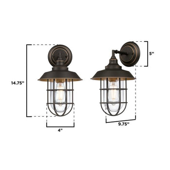 Iron Hill One-Light Outdoor Wall Fixture, Black-Bronze Finish with Highlights