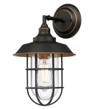Iron Hill One-Light Outdoor Wall Fixture, Black-Bronze Finish with Highlights