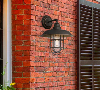 Iron Hill One-Light Outdoor Wall Fixture, Black-Bronze Finish with Highlights