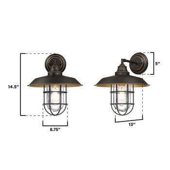 Iron Hill One-Light Outdoor Wall Fixture, Black-Bronze Finish with Highlights