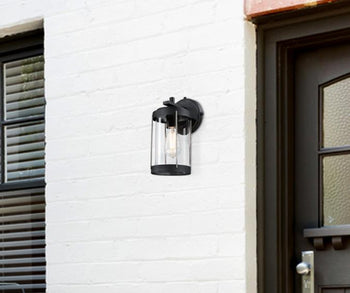 Kezia One-Light Outdoor Wall Fixture, Textured Black and Industrial Steel Finish