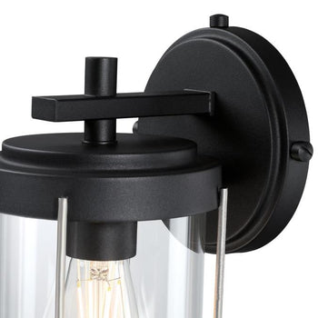Kezia One-Light Outdoor Wall Fixture, Textured Black and Industrial Steel Finish