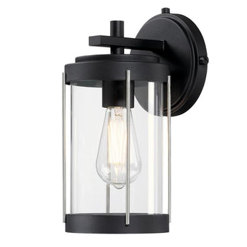 Kezia One-Light Outdoor Wall Fixture, Textured Black and Industrial Steel Finish