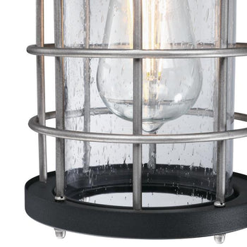Villa Barone One-Light Outdoor Wall Fixture, Textured Black and Industrial Steel Finish