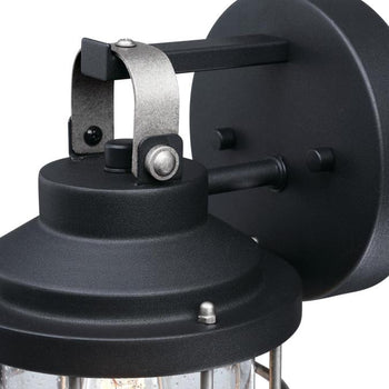 Villa Barone One-Light Outdoor Wall Fixture, Textured Black and Industrial Steel Finish