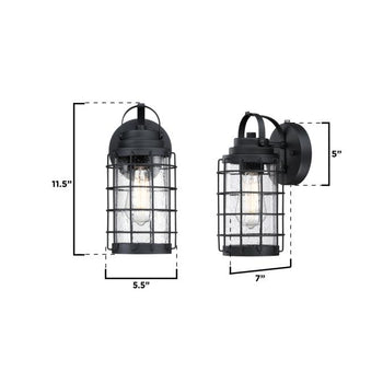 Jupiter Point One-Light Outdoor Wall Fixture with Dusk-To-Dawn Sensor, Textured Black Finish