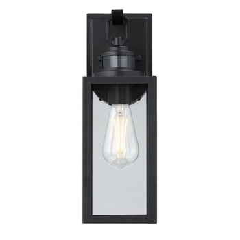 Victoria One-Light Outdoor Wall Fixture with Motion Sensor, Matte Black Finish