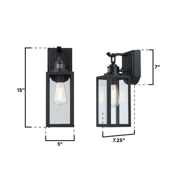 Victoria One-Light Outdoor Wall Fixture with Motion Sensor, Matte Black Finish