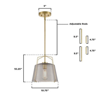 Hallein One-Light Indoor Pendant, Champagne Brass Finish