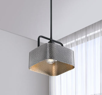 Bexar One-Light Indoor Mini Pendant, Matte Black and Dark Pewter Finish