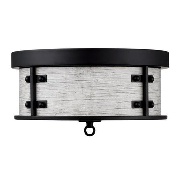 13 in. Callowhill 2-Light Flush, Matte Black and Antique Ash Finish