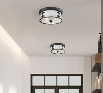 13 in. Callowhill 2-Light Flush, Matte Black and Antique Ash Finish