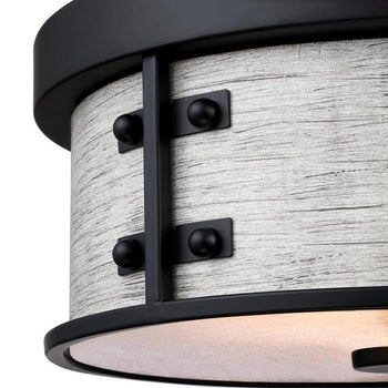 13 in. Callowhill 2-Light Flush, Matte Black and Antique Ash Finish