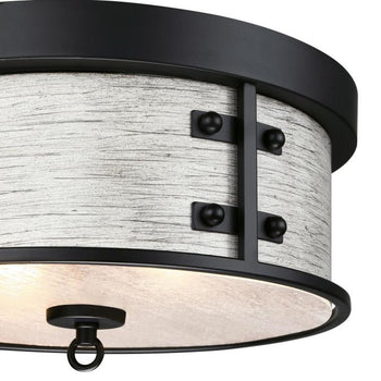 13 in. Callowhill 2-Light Flush, Matte Black and Antique Ash Finish