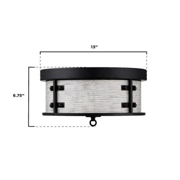 13 in. Callowhill 2-Light Flush, Matte Black and Antique Ash Finish