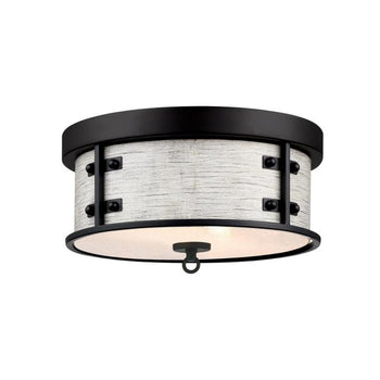 13 in. Callowhill 2-Light Flush, Matte Black and Antique Ash Finish