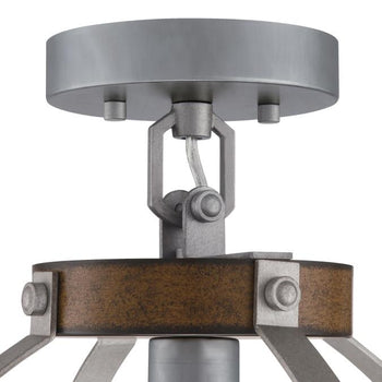 Oak Lane One-Light Indoor Pendant/Semi-Flush Mount Ceiling Fixture, Barnwood Finish with Galvanized Steel Accents
