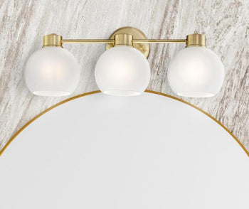 Dorney Three-Light Wall Fixture, Champagne Brass Finish