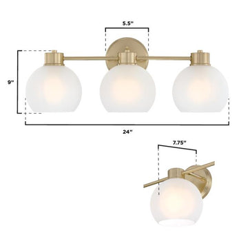 Dorney Three-Light Wall Fixture, Champagne Brass Finish