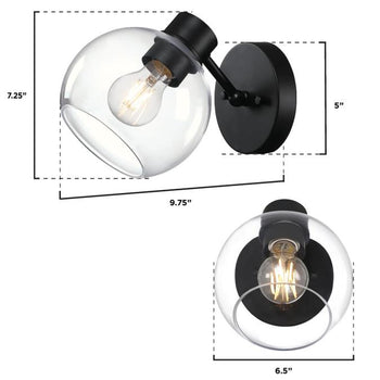 Hyson One-Light Wall Fixture, Matte Black Finish