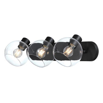 Hyson Three-Light Wall Fixture, Matte Black Finish