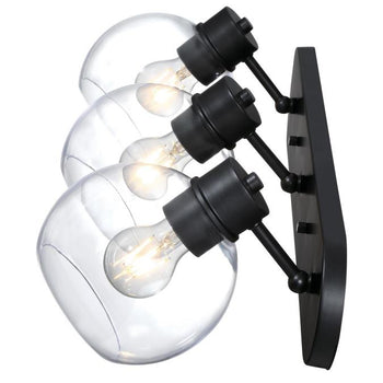 Hyson Three-Light Wall Fixture, Matte Black Finish