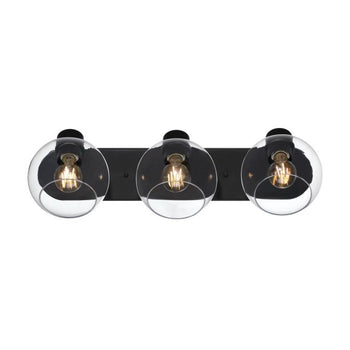 Hyson Three-Light Wall Fixture, Matte Black Finish
