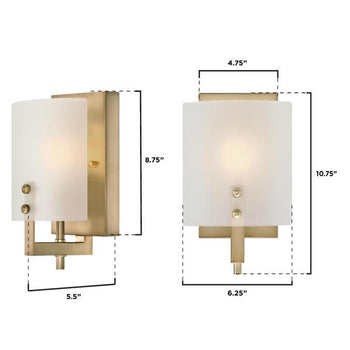 Enzo James One-Light Wall Fixture, Brushed Brass Finish