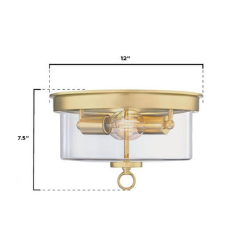 12 in. Lebanon 2 Light Flush, Champagne Brass Finish