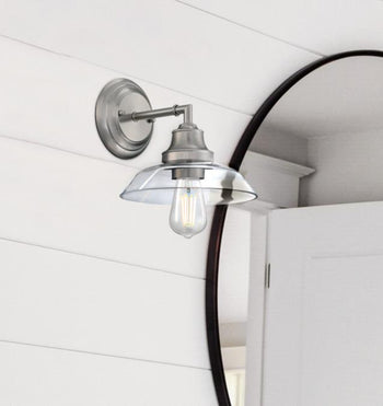 Iron Hill One-Light Wall Fixture, Brushed Nickel Finish