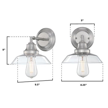 Iron Hill One-Light Wall Fixture, Brushed Nickel Finish