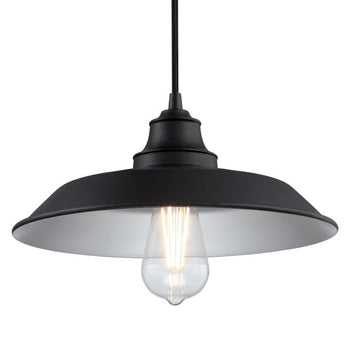 Iron Hill One-Light Indoor Pulley Pendant, Matte Black Finish