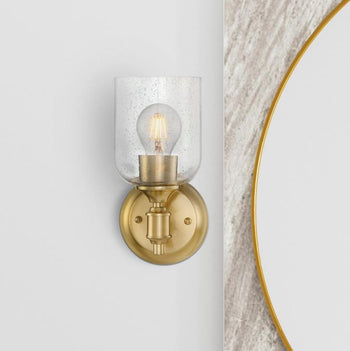 Basset One-Light Wall Fixture, Champagne Brass Finish